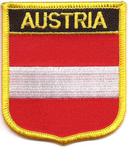 Austria World Shield Flag Patch Embroidered Golden Border Flag Patch Shop 1281