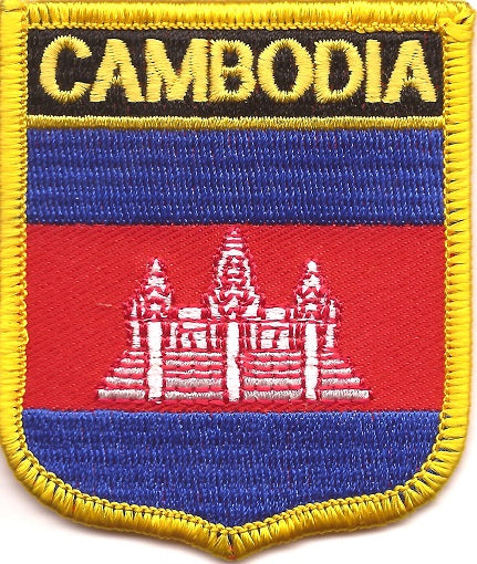 Cambodia World Shield Flag Patch Embroidered Golden Border Flag Patch Shop 4638