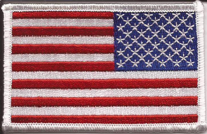 High Quality Low Price 3.5 x 2.5 Inch Rectangle United States Right Hand  Flag Embroidered Cloth Sew On Iron On United States Right Hand Emblem Patch  with White Border