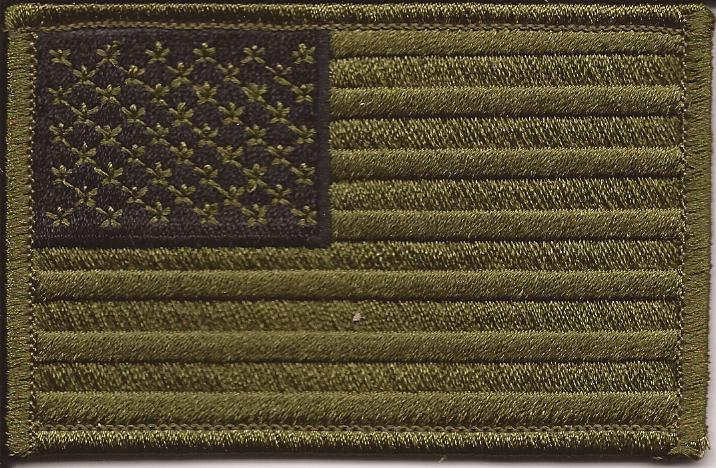 USA American Flag Embroidered Iron on Patch One Size - Subdued Olive